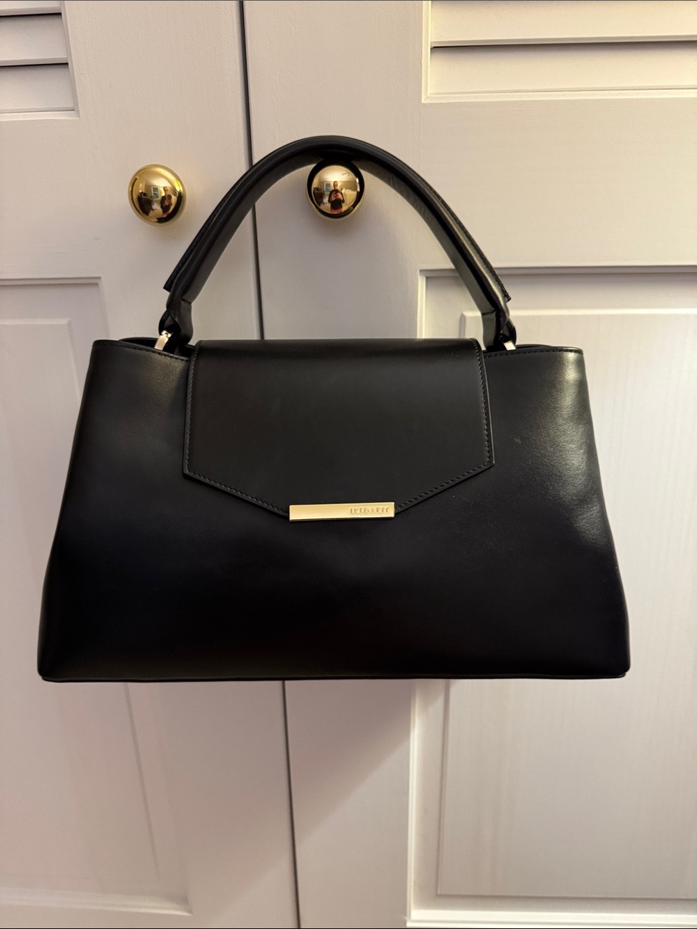 LK Bennett Classic Black Top-Handle Women’s Leather Handbag